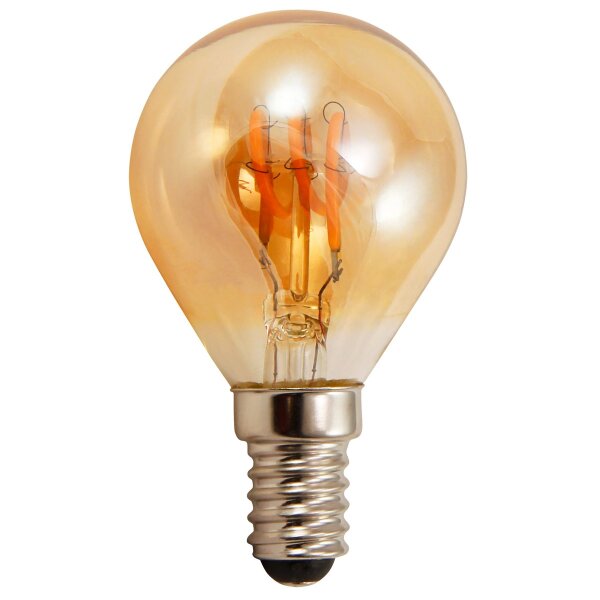 LED Filament Tropfenlampe McShine Retro E14, 2W, 150lm, warmwei&szlig;,goldenes Glas
