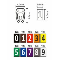 Kabelmarker-Clips McPower, bedruckt mit Ziffern 0-9, Kabeldurchmesser bis 3mm, Kunststoff