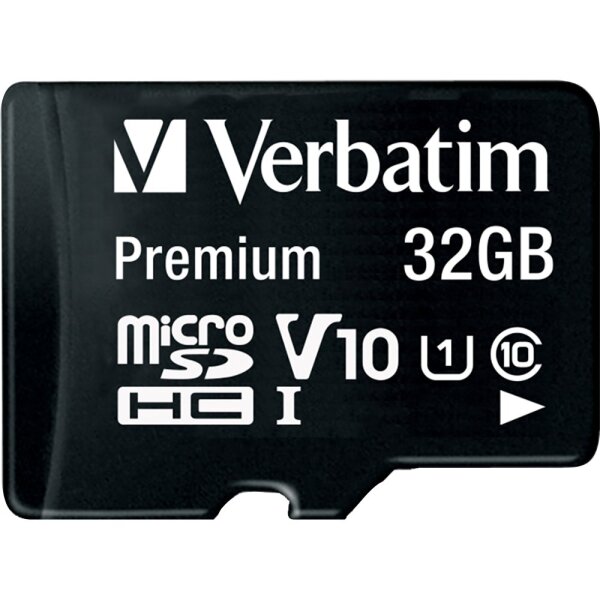 Micro SDHC Card Verbatim, 32GB Speicherkapazit&auml;t, inkl. Adapter, Class 10