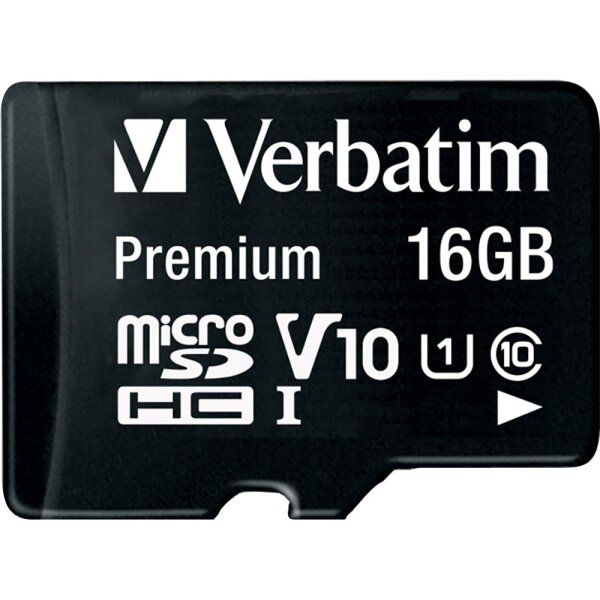 Micro SDHC Card Verbatim, 16GB Speicherkapazit&auml;t, inkl. Adapter, Class 10