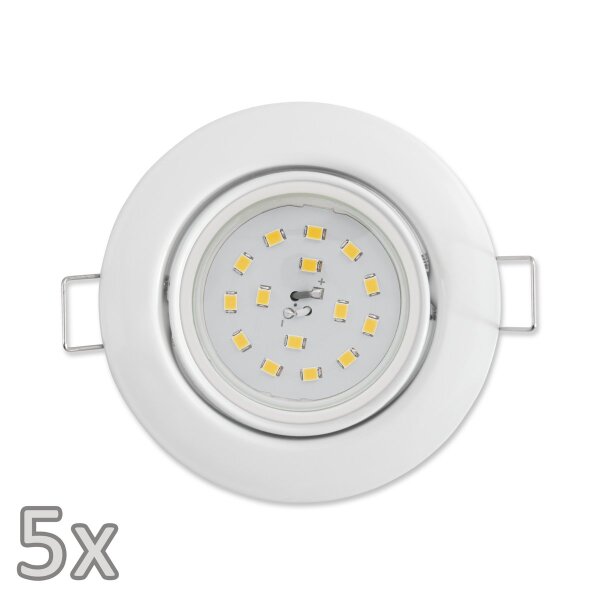 Einbauleuchten-Set McShine, 5xRahmen, 5xLED-Strahler, 5W, 400lm, 230V, wei&szlig;