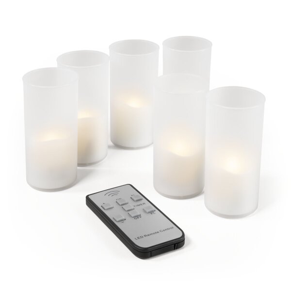 6er Set LED Kerzen McShine LC-06, inkl. Fernbedienung, Netzteil + Ladestation