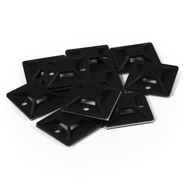 Kabelsockel McPower f&uuml;r Kabelbinder 30x30mm, schwarz, selbstklebend, 10er-Pack