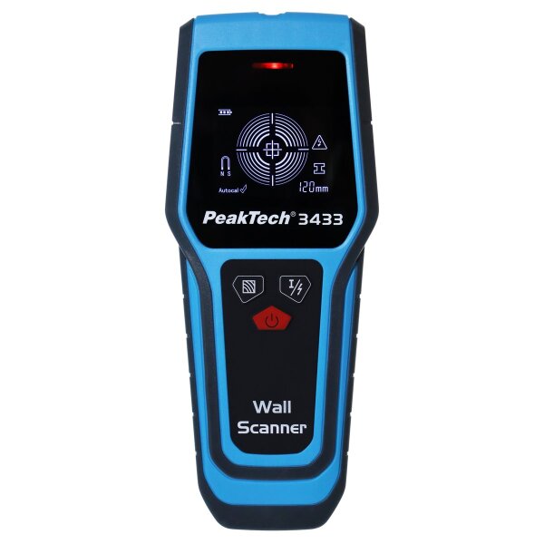 Digitaler Wandscanner PeakTech P3433, LCD Anzeige, IP54, mit Tragetasche