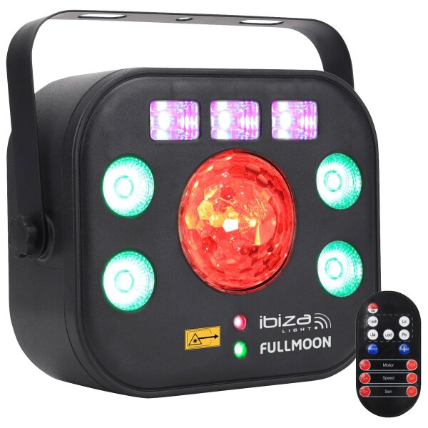 5-in-1 DMX-Lichteffekt IBIZA FULLMOON mit Wash, UV, RG Laser, Strobe & Astro