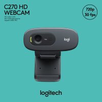 Webcam Logitech C270, HD, 720p, USB, schwarz