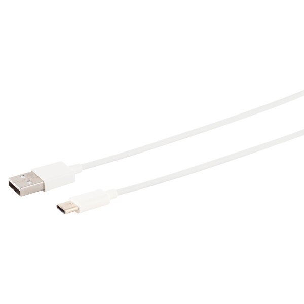 USB Lade-Sync Kabel, USB-A Stecker auf USB C-Stecker, 2.0, ABS, wei&szlig;, 1m