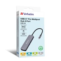 USB-C Pro 8-Port Multiport-Hub CMH-08,Verbatim,3x USB 3.2-A,USB 3.2-C,2x HDMI 4K