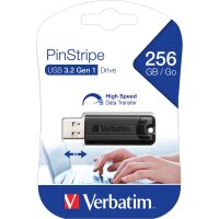 USB 3.2 Stick Verbatim, 256GB Speicher, PinStripe, Typ-A,...