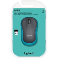Maus Logitech M185, 1000dpi, blau-schwarz, kabellos