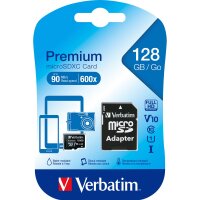 Micro SDHC Card Verbatim, 128GB Speicherkapazit&auml;t,...