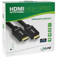 InLine&reg; HDMI-High Speed Kabel mit Eth., ST / ST, aktiv, schwarz / gold, 40m