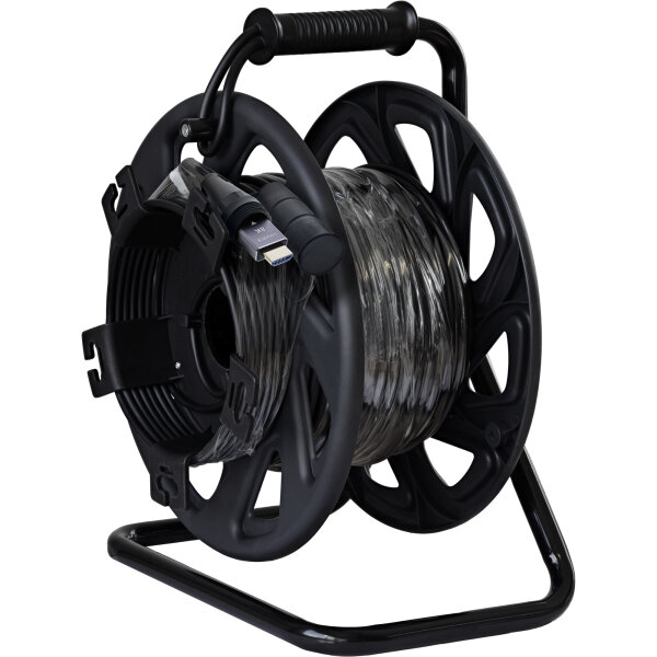 InLine&reg; HDMI Kabeltrommel, AOC HDMI 2.1 Kabel, 8K/60Hz, armiert, schwarz, 50m
