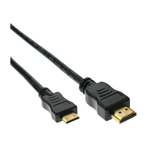 High Speed HDMI&reg; Mini Kabel Stecker A auf C verg. Kont. schwarz