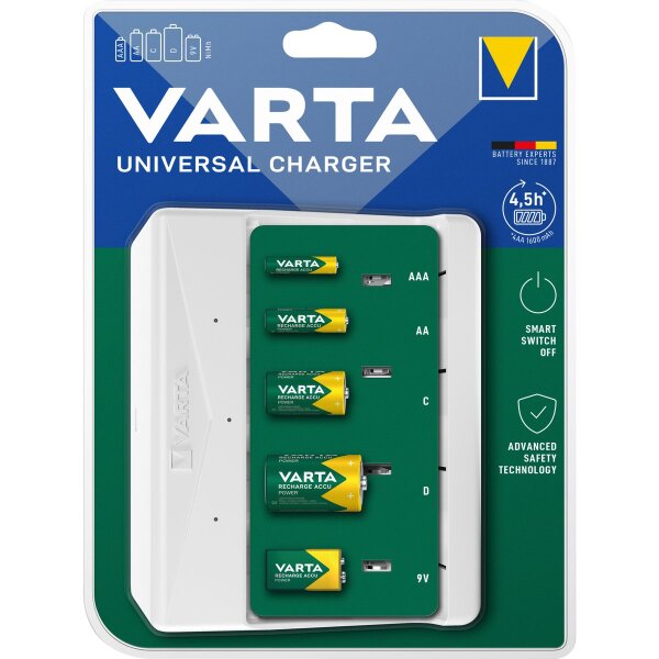 Mini Universal-Ladeger&auml;t VARTA, f&uuml;r AA/ AAA/ C/ D/ 9V Batterien, NiMH Akku