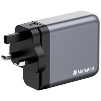 Ladeadapter Verbatim, Universal,GNC-140, GaN, 140W,grau,1x USB-A QC, 3x USB-C PD