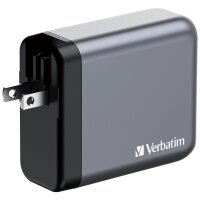 Ladeadapter Verbatim, Universal,GNC-140, GaN, 140W,grau,1x USB-A QC, 3x USB-C PD
