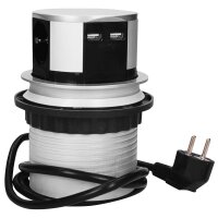 Tisch-Einbausteckdose &Oslash;10cm, 4 fach, 2 USB 2,4A,...