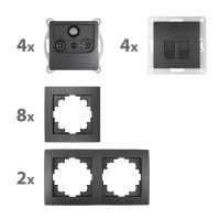 Schalter und Steckdosen Set McPower Flair Multimedia 18-teilig, anthrazit