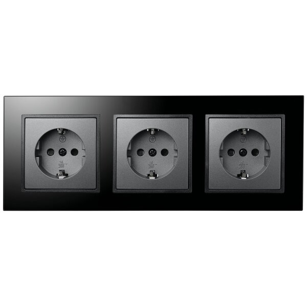Steckdosen Set McPower Flair Beginner 3S-Style Profi anthrazit, Glasrahmen, Steckanschluss