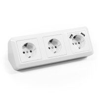 Steckdosenblock McPower Cup Aufbau, wei&szlig;, 3-fach Schutzkontakt + USB