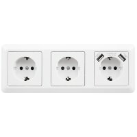 Steckdosenblock McPower Cup Aufbau, wei&szlig;, 3-fach Schutzkontakt + USB