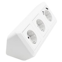 Steckdosenblock McPower Cup Aufbau, wei&szlig;, 3-fach Schutzkontakt + USB