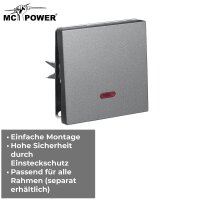 Schalter McPower Shallow 250V~/10A, UP, Orientierungsleuchte, Steckanschluss, anthrazit