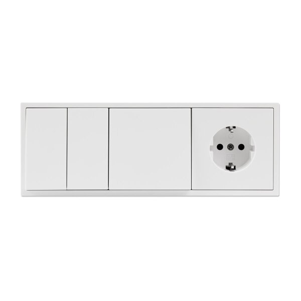 Schalter und Steckdosen Set McPower Shallow T&uuml;r 3-fach wei&szlig;, 4-teilig, Steckanschluss