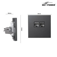 Netzwerk-Dose McPower Shallow CAT6A, UP, anthrazit, vollgeschirmt