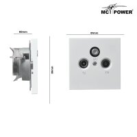 Antennendose McPower Shallow f&uuml;r TV, Radio und Sat, UP, wei&szlig;