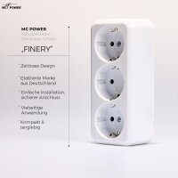 Schutzkontakt-Steckdose 3-fach McPower Finery, 250V/16A, AP, Einsteckschutz, wei&szlig;